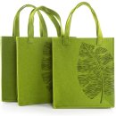 3 Filztaschen grün mit Blätter-Motiv 22 x 25 x...