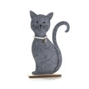 Graue Deko Katze - 18 cm aus Filz - Katzenfigur zum...