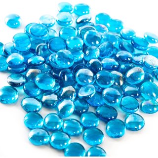 Blaue Glasnuggets rund oval flach - 1,7 bis 2 cm - 500 Gramm