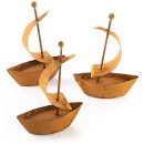 3 kleine Segelschiffe aus Blech Metal - 12,5 cm braun...