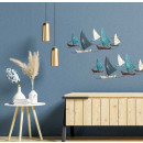 Gro&szlig;e Wandskulptur Segelschiffe blau wei&szlig; braun - 48,5 cm zum Aufh&auml;ngen