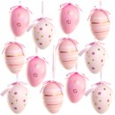 12 Oster Eier aus Plastik rosa weiß 6 cm -...