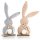 2 große Osterhasen Figuren 29 cm aus Samtcord & Holz beige grau