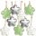 9 Blumen Osteranhänger aus Metall - Blümchen Anhänger grün weiß Silber