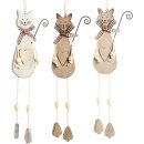 3 dekorative Katzen Anhänger aus Holz - Katzendeko...