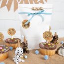 12 kleine Caketopper f&uuml;r Cupcakes, Muffins, kleine Kuchen - 9 cm aus Holz