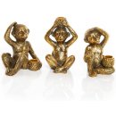 3 Affen Kerzenhalter aus Kunststein - Gold Vintage