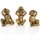 3 Affen Kerzenhalter aus Kunststein - Gold Vintage
