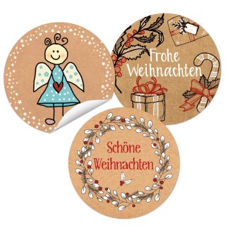 SET 3 x 24 Weihnachtsaufkleber Sticker Engel Schutzengel Frohe Weihnachten Etiketten 4 cm