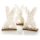 3 Hasen Figuren zum Hinstellen weiß aus Plüsch & Holz - Osterdeko 