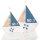 2 kleine Segelschiffe aus Holz blau weiß maritim 15,5 cm + 18 cm