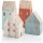 4 kleine H&auml;uschen aus Holz - Haus Figuren blau rot Natur