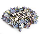 Künstl. Hortensienkranz blau mit Text Schild Happy Birthday
