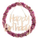 T&uuml;rkranz aus Kunstblumen mit Holzschriftzug Happy Birthday
