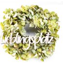 Dekorativer Hortensienkranz grün mit Text LIEBLINGSPLATZ - Ø 30 cm