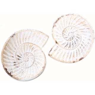 2 Muschel Dekoschalen aus Holz - Vintage Ammonit Schale