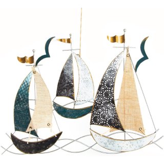 großes Wandbild Segelschiffe Segel 3 Schiffe aus Metall