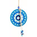 Wandornament Nazar Auge Amulett aus Holz blau türkis