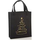 3 Weihnachtstaschen aus Filz schwarz gold mit Baum-Motiv - 25 cm