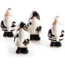 4 edle Weihnachtsmann Figuren aus Keramik 8 cm schwarz wei&szlig;