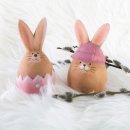 Osterei Hasen Figuren aus Keramik zum Hinstellen - rosa...