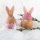 Osterei Hasen Figuren aus Keramik zum Hinstellen - rosa braun 12 cm