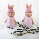 Stehende Osterhasen Figuren - Mädchen + Junge - 11 cm rosa braun