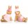 Liegende Osterhasen Figuren - rosa braun aus Keramik