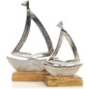 2 Segelboote aus Metall &amp; Holz - Segeln Schiff Boot Figuren