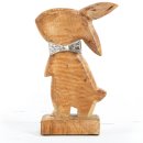 Braune Holzhasen Figur - 23 cm aus Holz - Osterdekoration...