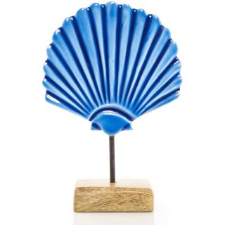 Blaue Muschel Figur aus Holz & Keramik auf Stab - 19 cm