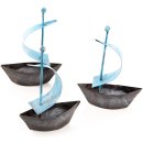 3 Segelboote aus Metall blau grau Shabby chic - 12,5 cm