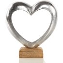 Metallherz Figur 18 cm auf Holzsockel - Herz Skulptur zum...