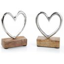 2 Herzen aus Metall & Holz - Herz Figur zum Hinstellen