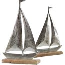Nautisches Deko Set - 2 gro&szlig;e Segelschiffe aus Metall &amp; Holz