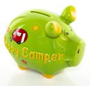 Sparschwein Happy Camper + Camping Notizbuch als Geschenkset