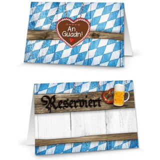 Bayerische Reserviertkarten An Guadn - weiß blau Holzoptik