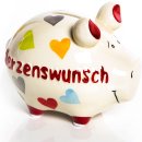 Sparschwein HERZENSWUNSCH aus Keramik - 12,5 cm