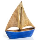 Segelboot Figur 28 cm aus Holz braun blau - Holzboot...