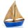 Segelboot Figur 28 cm aus Holz braun blau - Holzboot Holzschiff