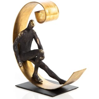 Denker Skulptur schwarz gold - Figur zum Hinstellen