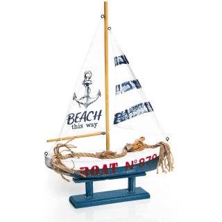 Segelschiff Deko Figur aus Holz & Stoff - Boot zum Hinstellen