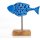 Fisch Figur Holzfisch blau braun 18 cm - Maritime Deko