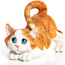 Witzige Katze Figur zum Hinstellen braun weiß - 17 cm aus Polyresin