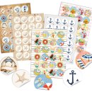 Aufkleber SET 5 x 24 bunte Sticker - Urlaub Reise maritim...