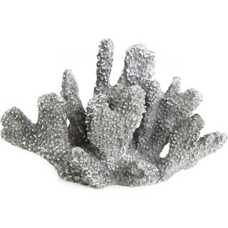 Koralle Dekofigur aus Kunstharz - grau Silber glitzernd
