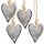 4 Herz Anhänger aus Metall Silber mit Kordel - 10 cm