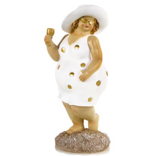 Große mollige Frauen Figur - Rubensfrau zum Hinstellen 27 cm gold weiß