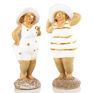 2 Badenixen - mollige Frauen Figuren Rubensfrauen 15 cm Gold weiß