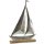 Segelboot Figur aus Metall & Holz Silber braun - Maritime Deko 